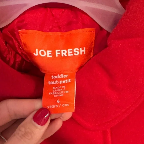 Joe Fresh Kids Bright Red Pea Coat - Picture 2 of 3